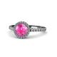 1 - Abeni 1.33 ctw (6.00 mm) Round Pink Sapphire and Diamond Halo Engagement Ring 