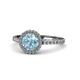 1 - Abeni 1.25 ctw (6.50 mm) Round Aquamarine and Diamond Halo Engagement Ring   