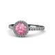 1 - Abeni 1.25 ctw (6.50 mm) Round Pink Tourmaline and Diamond Halo Engagement Ring   