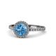 1 - Abeni 1.33 ctw (6.50 mm) Round Blue Topaz and Diamond Halo Engagement Ring   