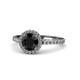 1 - Abeni 1.38 ctw (6.00 mm) Round Black Diamond and Diamond Halo Engagement Ring 