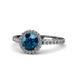 1 - Abeni 1.38 ctw (6.50 mm) Round Blue Diamond and Diamond Halo Engagement Ring   