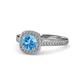 1 - Hain Blue Topaz and Diamond Halo Engagement Ring 