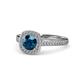 1 - Hain Blue and White Diamond Halo Engagement Ring 