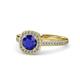 1 - Hain Blue Sapphire and Diamond Halo Engagement Ring 