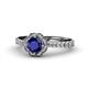 1 - Florus Blue Sapphire and Diamond Halo Engagement Ring 