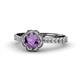 1 - Florus Amethyst and Diamond Halo Engagement Ring 
