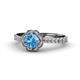 1 - Florus Blue Topaz and Diamond Halo Engagement Ring 