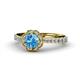 1 - Florus Blue Topaz and Diamond Halo Engagement Ring 