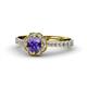 1 - Florus Iolite and Diamond Halo Engagement Ring 