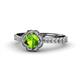 1 - Florus Peridot and Diamond Halo Engagement Ring 
