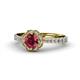 1 - Florus Rhodolite Garnet and Diamond Halo Engagement Ring 