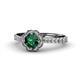 1 - Florus Emerald and Diamond Halo Engagement Ring 