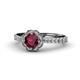 1 - Florus Ruby and Diamond Halo Engagement Ring 