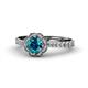 1 - Florus London Blue Topaz and Diamond Halo Engagement Ring 