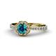 1 - Florus London Blue Topaz and Diamond Halo Engagement Ring 