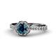 1 - Florus Blue and White Diamond Halo Engagement Ring 