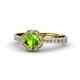 1 - Florus Peridot and Diamond Halo Engagement Ring 