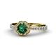 1 - Florus Emerald and Diamond Halo Engagement Ring 