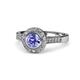 1 - Ara Tanzanite and Diamond Halo Engagement Ring 