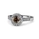 1 - Ara Smoky Quartz and Diamond Halo Engagement Ring 