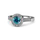 1 - Ara London Blue Topaz and Diamond Halo Engagement Ring 