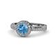 1 - Nora Blue Topaz and Diamond Halo Engagement Ring 