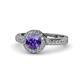 1 - Nora Iolite and Diamond Halo Engagement Ring 