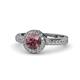 1 - Nora Rhodolite Garnet and Diamond Halo Engagement Ring 