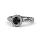 1 - Nora Black and White Diamond Halo Engagement Ring 