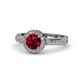 1 - Nora Ruby and Diamond Halo Engagement Ring 