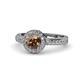 1 - Nora Smoky Quartz and Diamond Halo Engagement Ring 