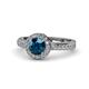 1 - Nora Blue and White Diamond Halo Engagement Ring 