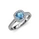 3 - Hain Blue Topaz and Diamond Halo Engagement Ring 