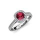 3 - Hain Rhodolite Garnet and Diamond Halo Engagement Ring 