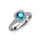 3 - Hain London Blue Topaz and Diamond Halo Engagement Ring 