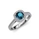 3 - Hain Blue and White Diamond Halo Engagement Ring 