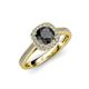 3 - Hain Black and White Diamond Halo Engagement Ring 
