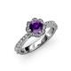 3 - Florus Amethyst and Diamond Halo Engagement Ring 