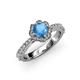 3 - Florus Blue Topaz and Diamond Halo Engagement Ring 