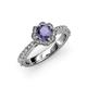 3 - Florus Iolite and Diamond Halo Engagement Ring 