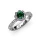 3 - Florus Emerald and Diamond Halo Engagement Ring 
