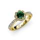 3 - Florus Emerald and Diamond Halo Engagement Ring 
