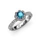 3 - Florus London Blue Topaz and Diamond Halo Engagement Ring 