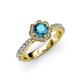 3 - Florus London Blue Topaz and Diamond Halo Engagement Ring 