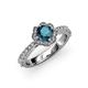 3 - Florus Blue and White Diamond Halo Engagement Ring 