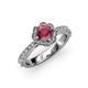 3 - Florus Rhodolite Garnet and Diamond Halo Engagement Ring 
