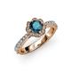 3 - Florus Blue and White Diamond Halo Engagement Ring 