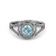 3 - Elle Aquamarine and Diamond Double Halo Engagement Ring 