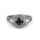 3 - Elle Black and White Diamond Double Halo Engagement Ring 